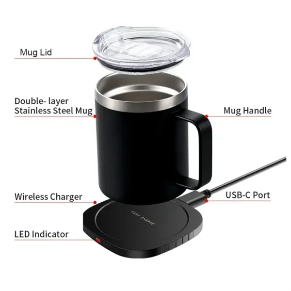 Coffee Mug Warmer and Wireless Charger with Cup & Lid